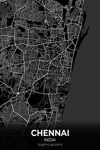 Chennai India City Map Print