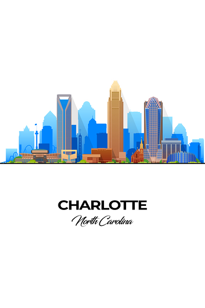 Charlotte North Carolina City Skyline Print