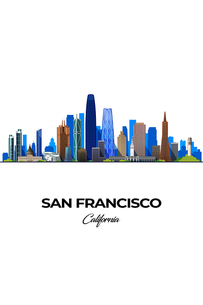 San Francisco California City Skyline Print Print