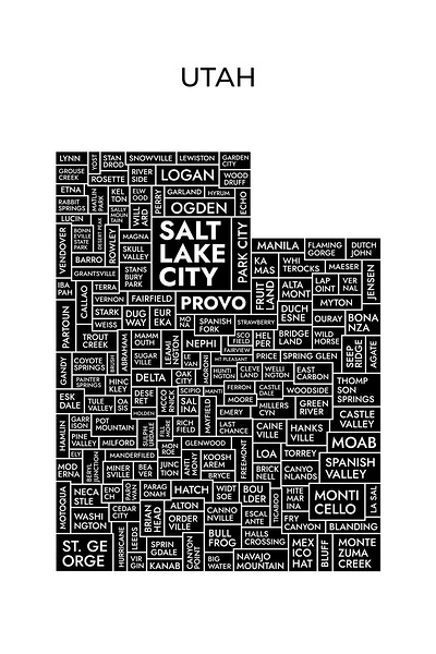 Utah white Print