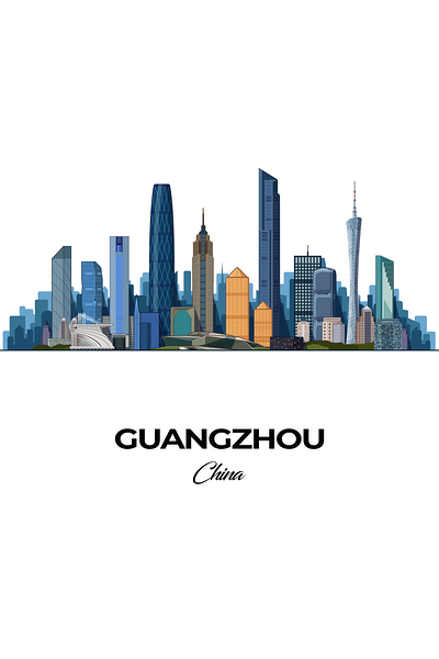 Guangzhou China City Skyline Print