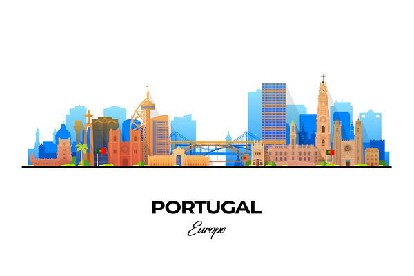 Portugal Skyline Print Print