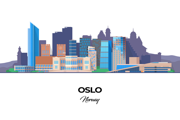 Oslo Norway City Skyline Print Print