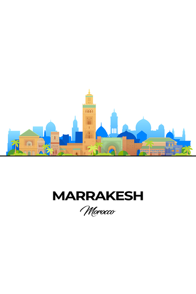 Marrakesh Morocco City Skyline Print