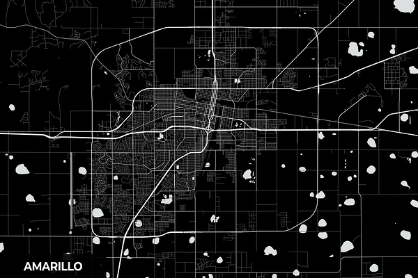 Amarillo Texas City Map Print