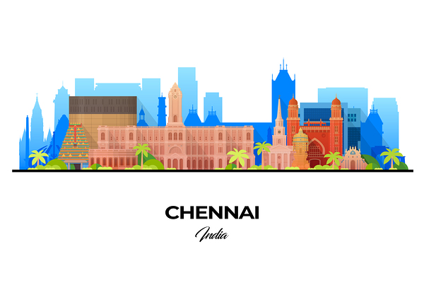 Chennai India City Skyline Print