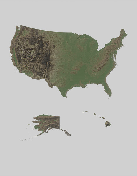 United States Relief Map Print Print