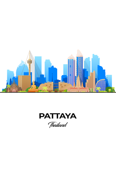 Pattaya Thailand Skyline Print Print