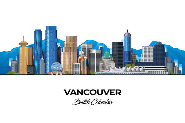 Vancouver British Columbia City Skyline Print