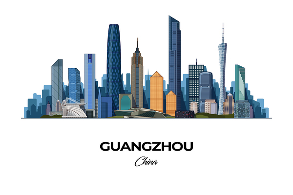 Guangzhou China City Skyline Print