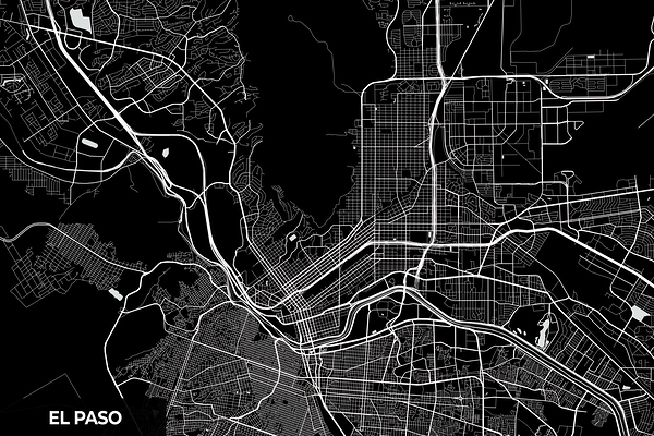 El Paso Texas City Map Print