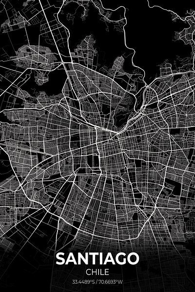 Santiago Chile City Map Print Print