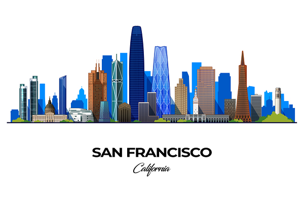San Francisco California City Skyline Print Print