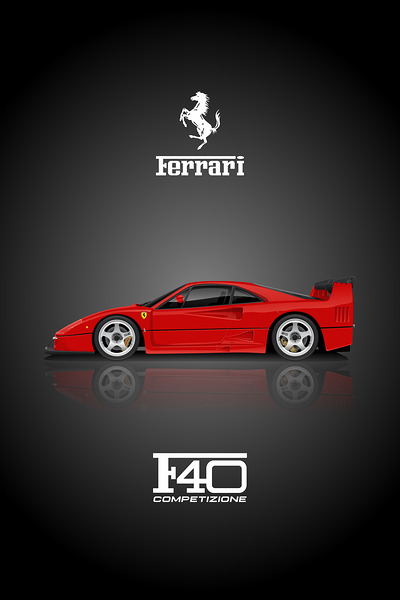 Ferrari F40 Competizione Automotive Print