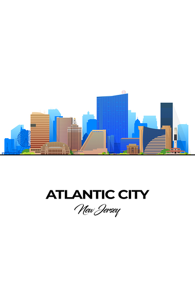 Atlantic City New Jersey City Skyline Print