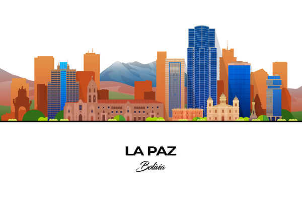 La Paz Bolivia City Skyline Print