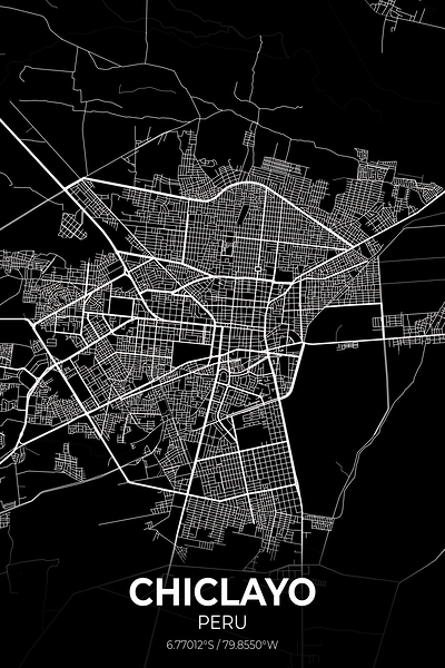 Chiclayo Peru City Map Print by Conceptual Photography
