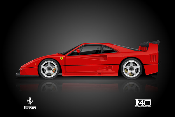 Ferrari F40 Competizione Automotive Print