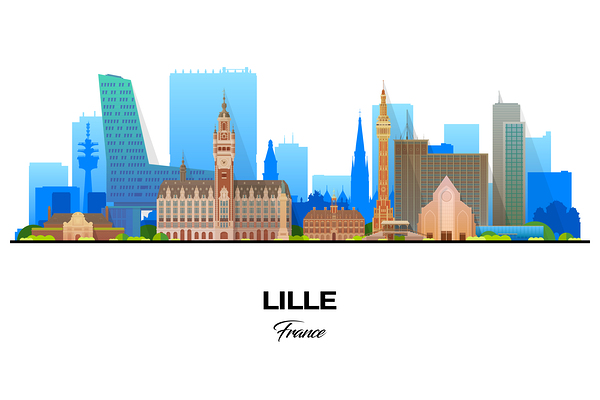 Lille France City Skyline Print