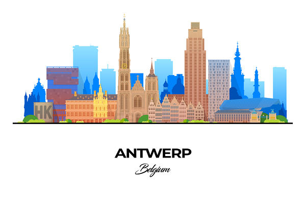 Antwerp Belgium City Skyline Print