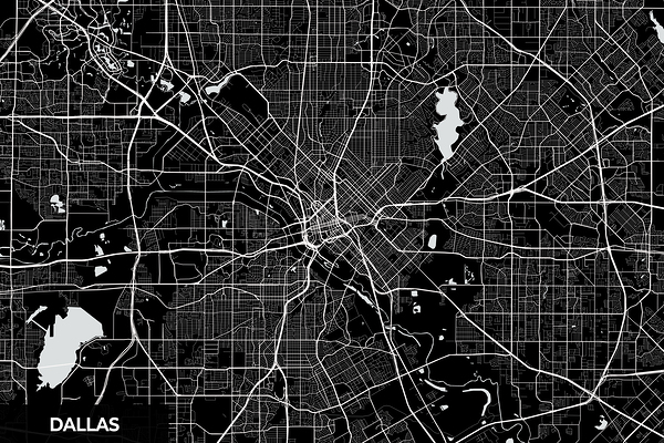Dallas Texas City Map Print