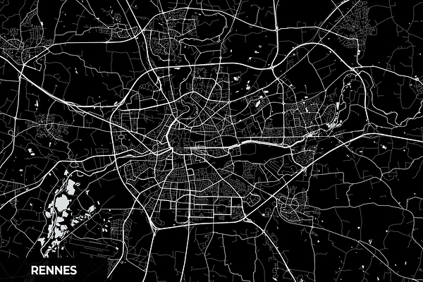 Rennes France City Map Print