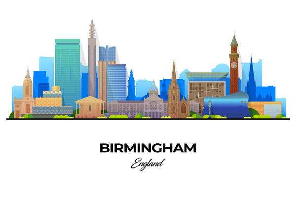 Birmingham England City Skyline Print