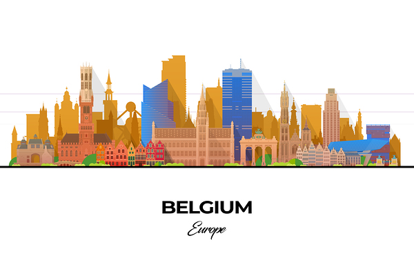 Belgium Skyline Print Print