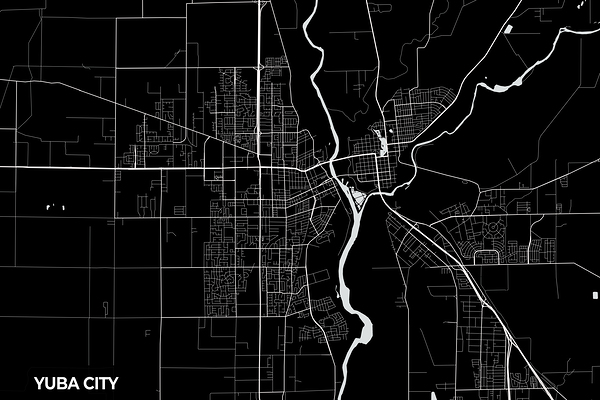 Yuba City California City Map Print Print