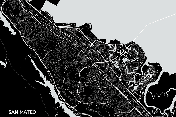 San Mateo California City Map Print