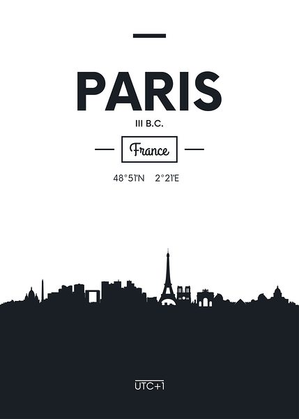 Geometric pattern skyline city America and Europe Print