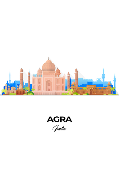 Agra India City Skyline Print Print