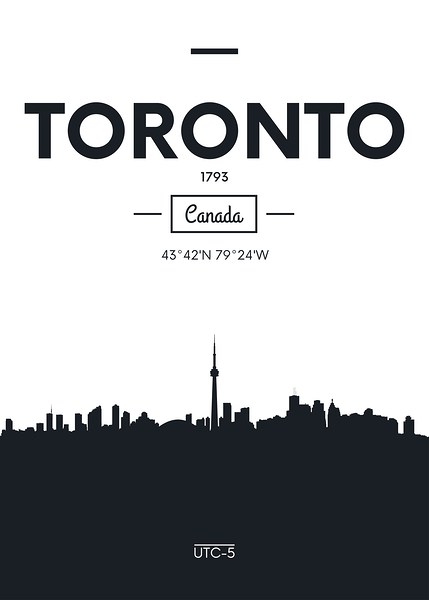 Geometric pattern skyline city America and Europe Print