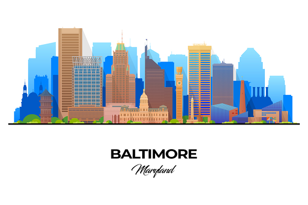 Baltimore Maryland City Skyline Print Print