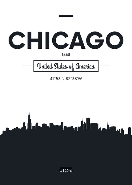 Geometric pattern skyline city America and Europe Print
