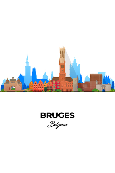 Bruges Belgium City Skyline Print