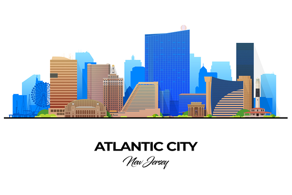 Atlantic City New Jersey City Skyline Print Print
