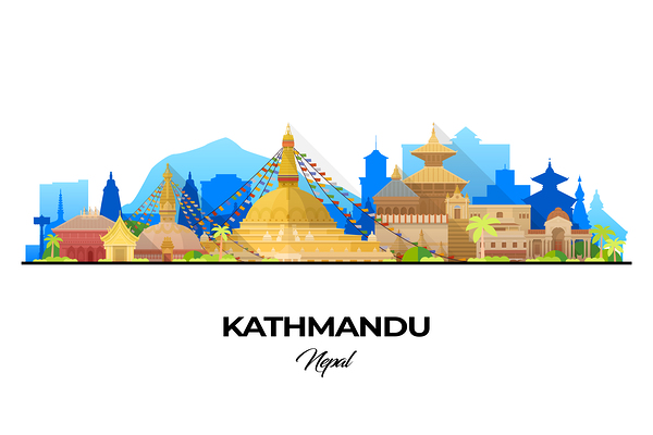 Kathmandu Nepal City Skyline Print