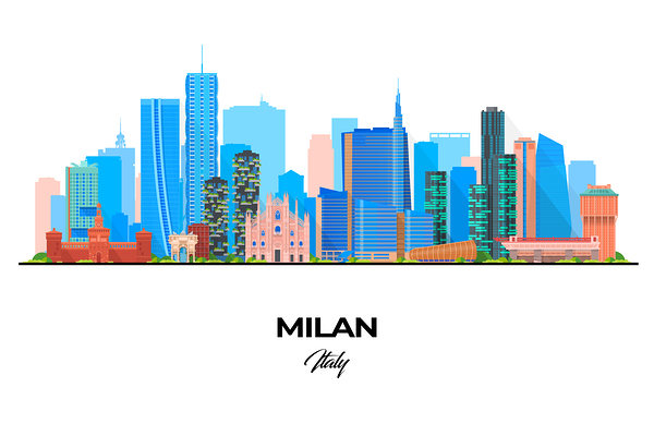 Milan Italy City Skyline Print Print
