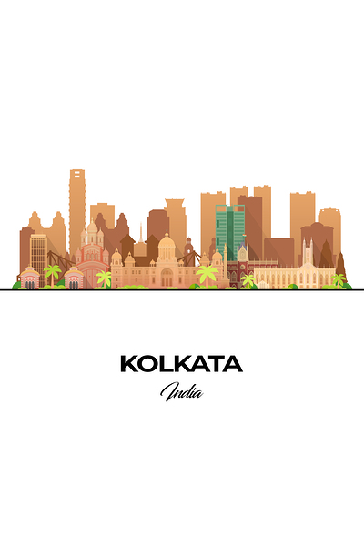 Kolkata India City Skyline Print
