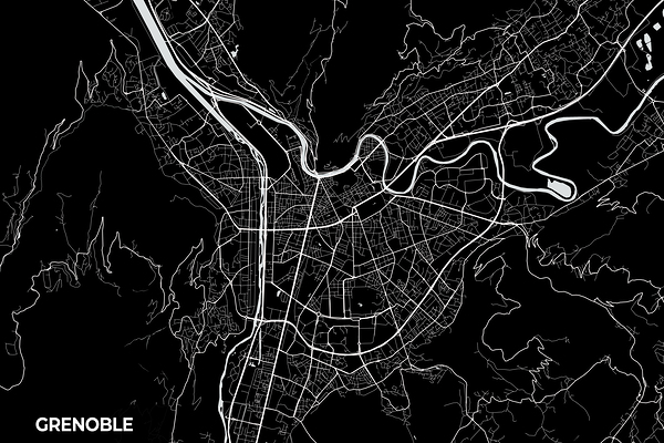Grenoble France City Map Print
