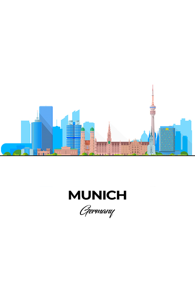 Munich Germany City Skyline Print Print
