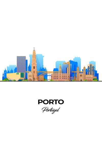 Porto Portugal City Skyline Print Print