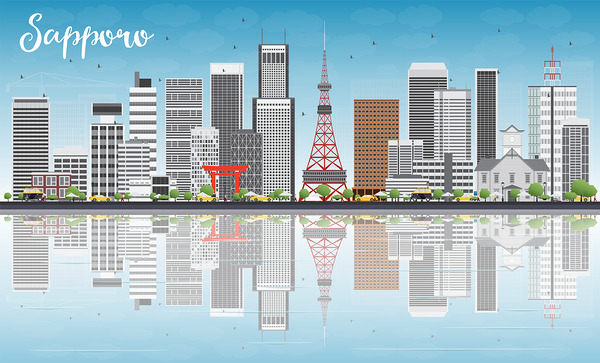 Sapporo Japan City Skyline Print Print