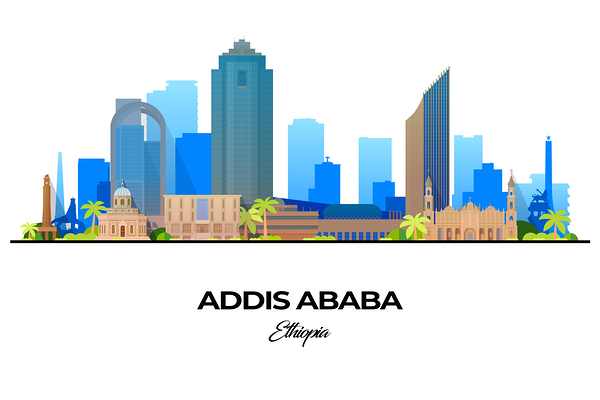Addis Ababa Ethiopia City Skyline Print