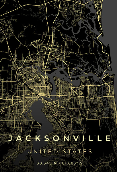 Jacksonville United States City Map Print