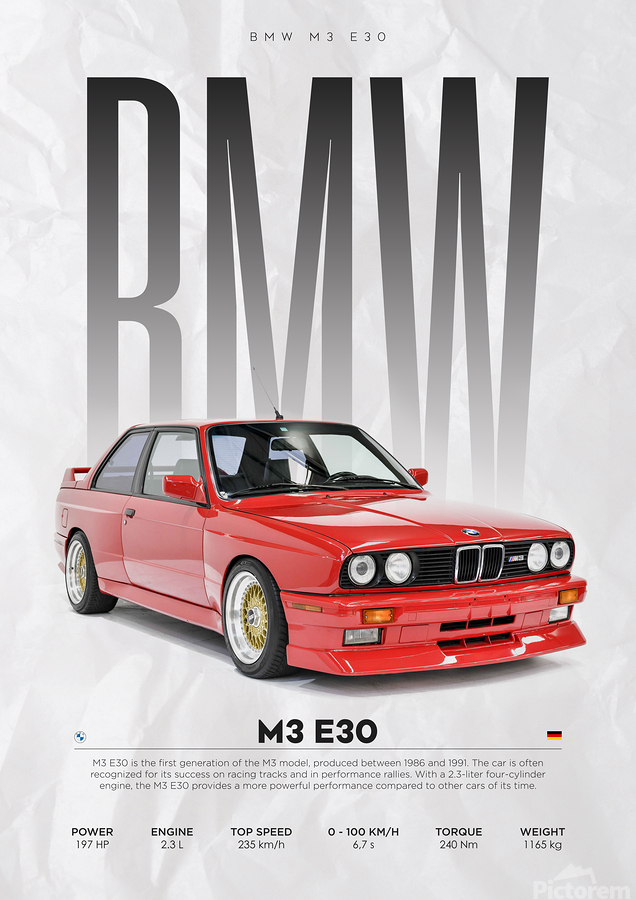 BMW M3 E30 by Conceptual Photography Wall Art