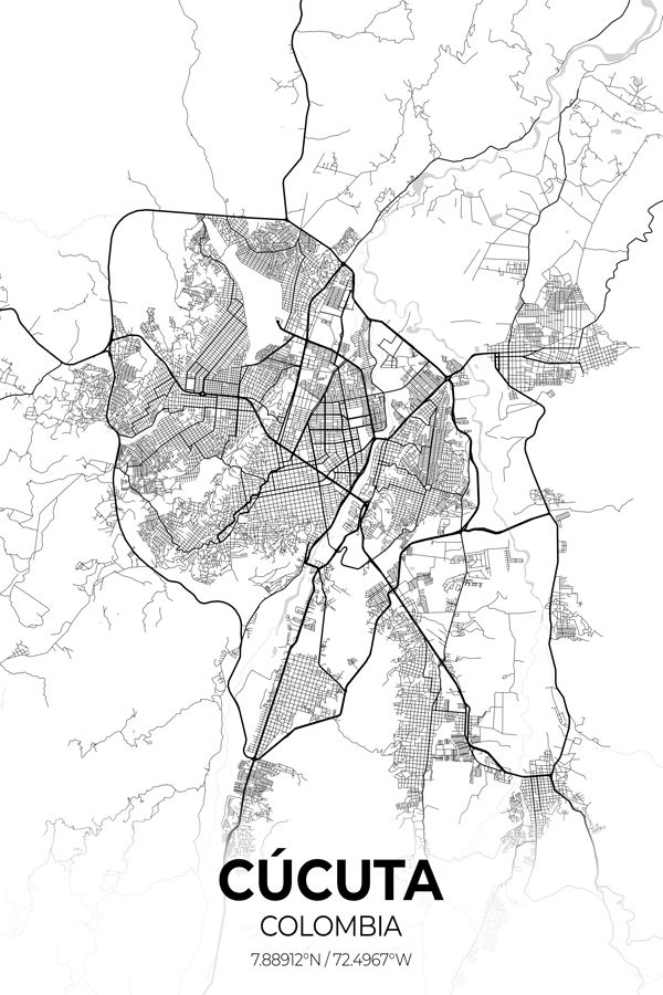 Cucuta Colombia City Map Print