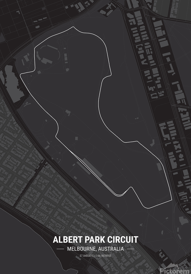 Albert Park Circuit Race Track Map Print by Conceptual Photography Wall Art