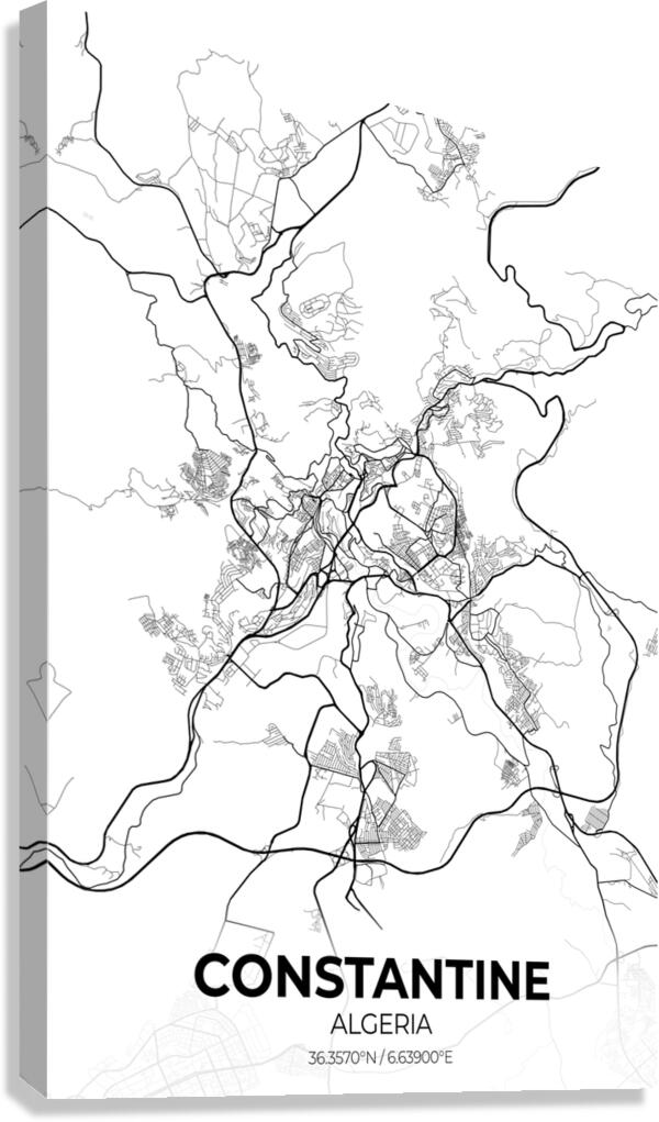 Constantine Algeria City Map Print Canvas Print